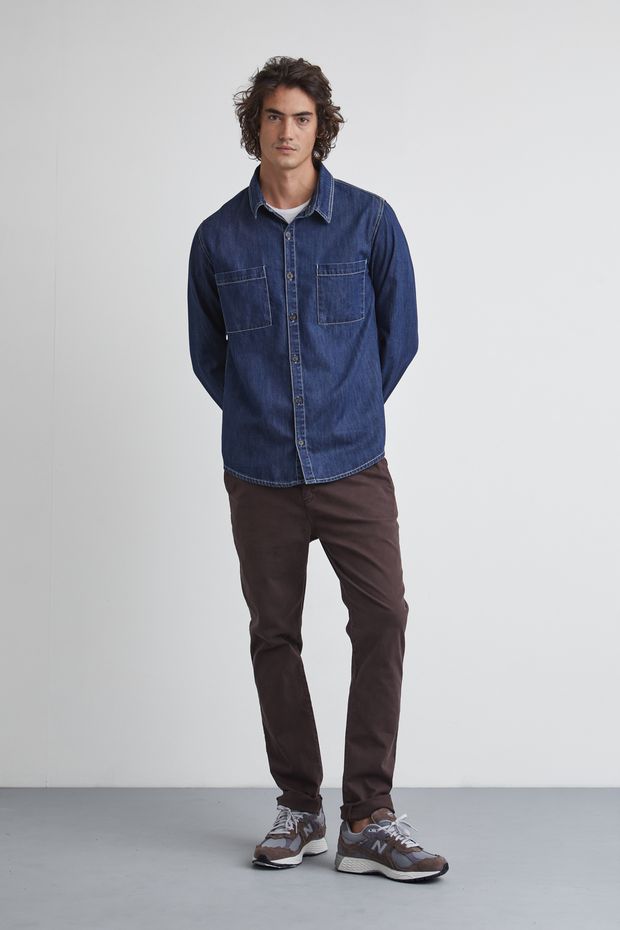 CAMISA ML MEDELIN E CALCA HIPSTER MARROM_0